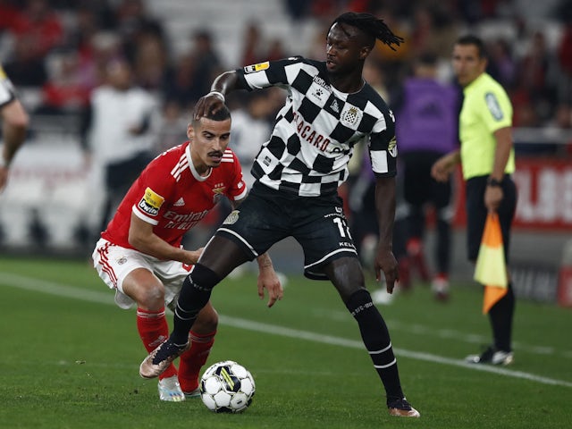 Boavista's Yusupha Njie in action with Benfica's Chiquinho on February 20, 2023