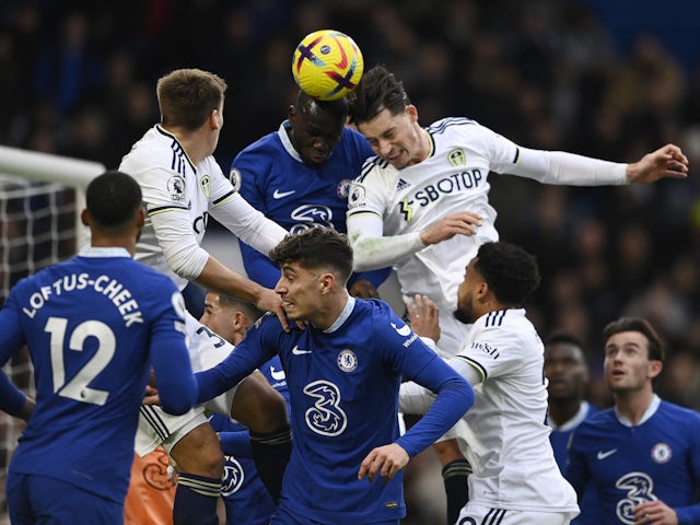Leeds United's Robin Koch in action with Chelsea's Kalidou Koulibaly on March 4, 2023