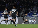 Lazio's Matias Vecino celebrates scoring their first goal on March 3, 2023