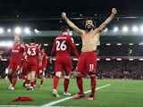 Mohamed Salah celebrates scoring for Liverpool against Manchester United on March 5, 2023