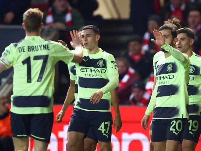 Foden, De Bruyne on target as Man City ease into FA Cup quarter-finals