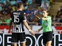 Angers' Pierrick Capelle appeals to referee Stephanie Frappart on October 30, 2022
