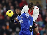 Leicester City's Kelechi Iheanacho in action with Southampton's Armel Bella-Kotchap on March 4, 2023
