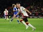 Southampton's Carlos Alcaraz celebrates scoring against Leicester City on March 4, 2023