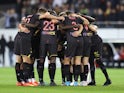Toulouse players huddle before the match on October 28, 2022