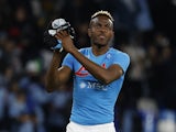 Napoli's Victor Osimhen applauds fans after the match on March 3, 2023