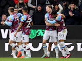 Burnley's Nathan Tella celebrates scoring their first goal with Ashley Barnes on March 11, 2023