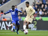 Chelsea's Wesley Fofana in action with Leicester City's Patson Daka on March 11, 2023