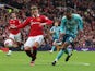 Southampton's Theo Walcott shoots at goal against Manchester United on March 12, 2023