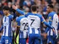 Brighton & Hove Albion's Kaoru Mitoma celebrates scoring their fifth goal with Solly March and teammates on March 19, 2023