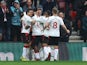 Southampton players celebrate Che Adams's goal against Tottenham Hotspur on March 18, 2023