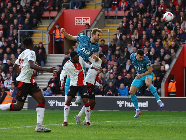 Tottenham Hotspur's Harry Kane scores their second goal  on March 18, 2023