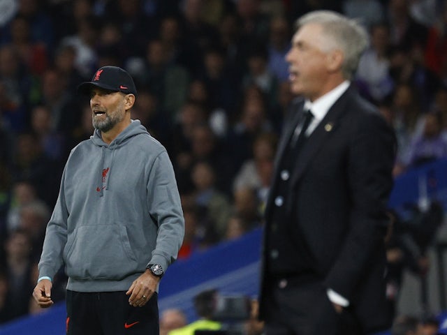 Liverpool manager Jurgen Klopp and Real Madrid coach Carlo Ancelotti on March 15, 2023
