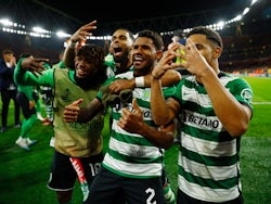 Sporting Lisbon celebrate knocking Arsenal out of the Europa League on March 16, 2023