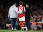 Arsenal's Takehiro Tomiyasu comes off injured on March 16, 2023
