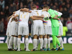 Armenia players huddle before the match on June 8, 2022