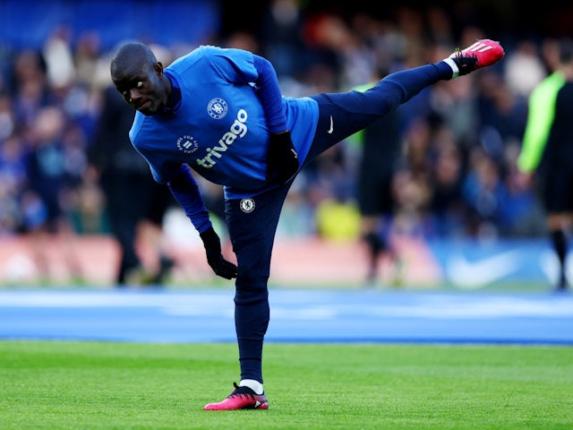 Chelsea's N'Golo Kante pictured during the warm up before the match on March 18, 2023