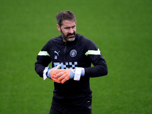 Manchester City's Scott Carson pictured during training on February 21, 2023