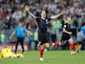 Croatia's Sime Vrsaljko celebrates after the match on July 11, 2018