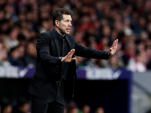 Atletico Madrid coach Diego Simeone during the match on April 2, 2023