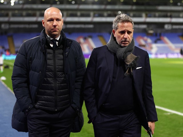 Tottenham Hotspur Performance Director Gretar Rafn Steinsson and Managing Director of Football Fabio Paratici before the match on January 4, 2023