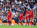 Liverpool's Fabinho, Harvey Elliott, Mohamed Salah and Jordan Henderson react on April 1, 2023