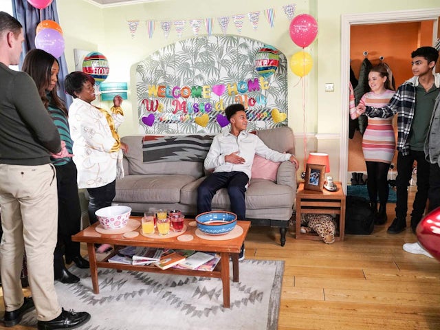 Denzel's welcome home party on EastEnders on April 11, 2023