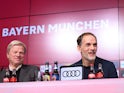 New Bayern Munich coach Thomas Tuchel and chief executive officer Oliver Kahn during the press conference on March 25, 2023