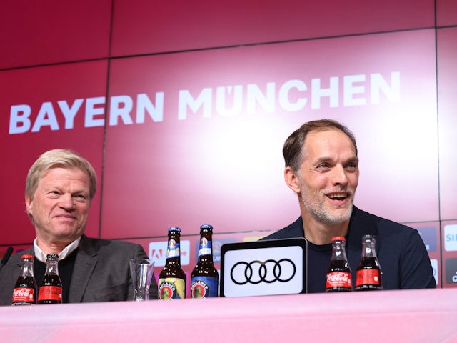 New Bayern Munich coach Thomas Tuchel and chief executive officer Oliver Kahn during the press conference on March 25, 2023