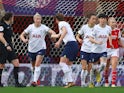 Tottenham Hotspur Women's Bethany England celebrates scoring their first goal on March 25, 2023