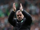Celtic manager Ange Postecoglou applauds fans after the match on April 8, 2023