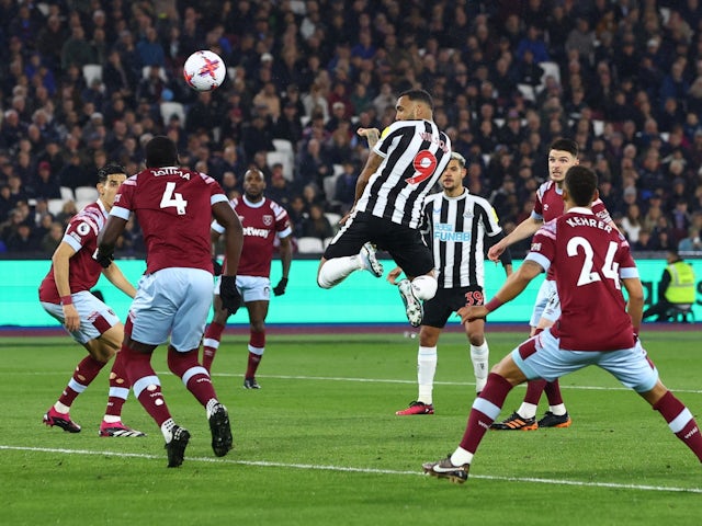 Newcastle United's Callum Wilson scores their first goal on April 5, 2023