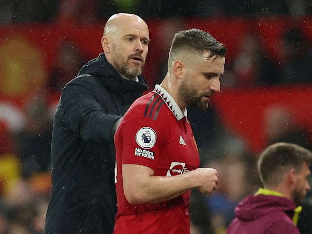 Shaw substituted with suspected hamstring issue against Brentford