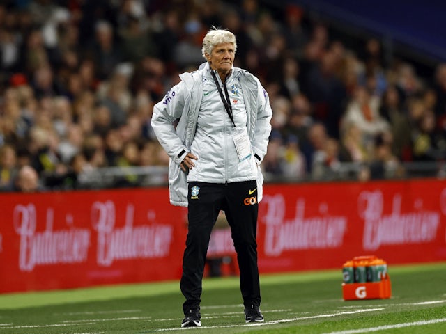 Brazil Women coach Pia Sundhage during the match on April 6, 2023