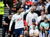 Son Heung-min celebrates scoring for Tottenham Hotspur on April 8, 2023