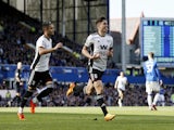 Fulham's Daniel James celebrates scoring against Everton on April 15, 2023