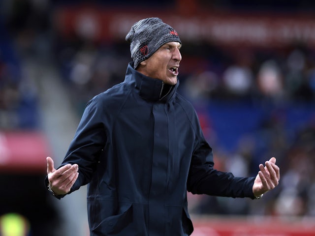 New York Red Bulls head coach Gerhard Struber reacts in the first half on April 9, 2023