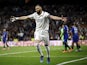 Real Madrid's Karim Benzema celebrates scoring against Chelsea on April 12, 2023
