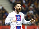 Paris Saint-Germain's (PSG) Lionel Messi celebrates scoring their first goal on April 8, 2023