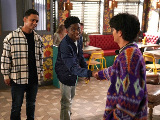 Imran, DeMarcus and Dillon on Hollyoaks on April 24, 2023