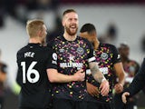 Brentford's Pontus Jansson and Ben Mee celebrate after the match on December 30, 2022