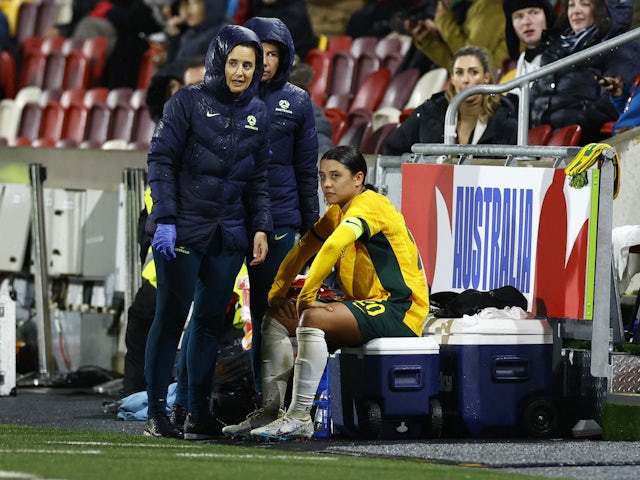 Australia Women's Sam Kerr after receiving medical attention on April 11, 2023