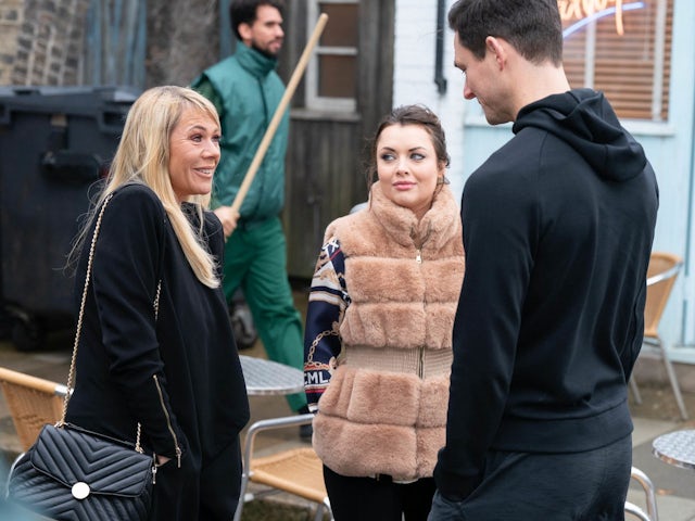 Sharon, Whitney and Zack on EastEnders on April 27, 2023