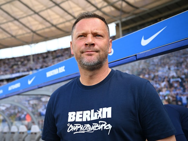 Hertha Berlin coach Pal Dardai before the match on April 22, 2023