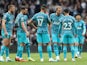 Tottenham Hotspur's Harry Kane speaks to teammates after Newcastle United's Alexander Isak scores their fourth goal on April 23, 2023