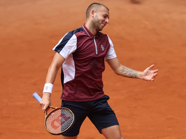 Dan Evans reacts at the Madrid Open on April 29, 2023