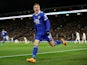 Leicester City striker Jamie Vardy celebrates scoring on April 24, 2023
