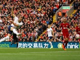 Tottenham Hotspur's Harry Kane scores against Liverpool on April 30, 2023