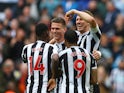  Newcastle United's Sven Botman and teammates celebrate their second goal an own goal scored by Southampton's Theo Walcott on April 30, 2023