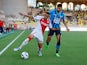 AS Monaco's Vanderson in action with Stade Rennes' Martin Terrier on August 13, 2022